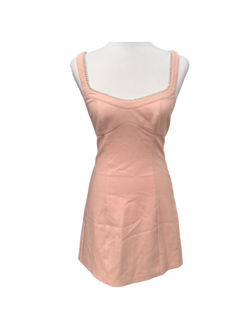 Likely Pearl Trim Mini Dress NWT Size 0 Blush Pink Cocktail Dress - Picture 2 of 4